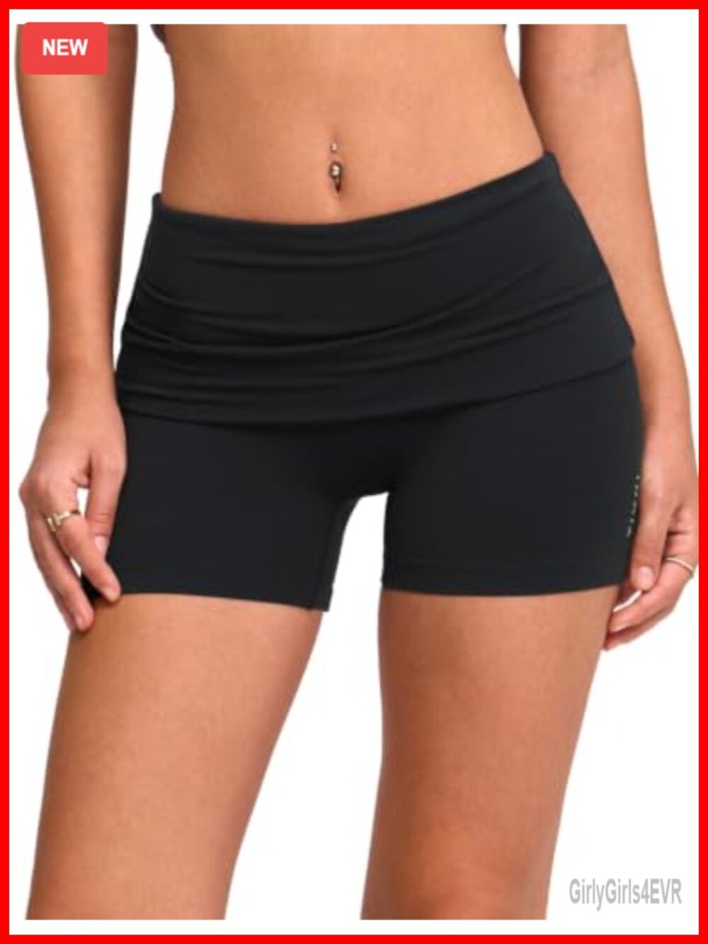 No Front Seam Scrunch Fold Over Biker Shorts 4" Inseam Yoga Gym